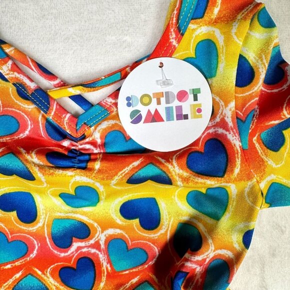 Dot Dot Smile Ballet Dress Yellow Blue Girls Rainbow Striped Heart Pattern 2T - Picture 3 of 9